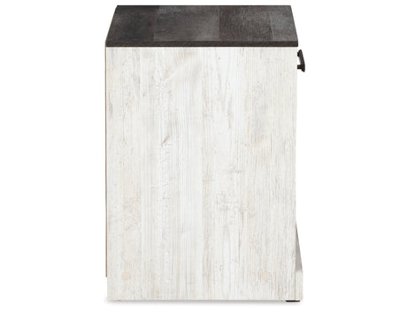 Shawburn Queen Panel Platform Bed with 2 Nightstands in White/Dark Charcoal Gray from Ashley Furniture - Luna Furniture