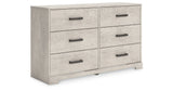 Shawburn Queen Crossbuck Panel Headboard with Dresser in Whitewash from Ashley - Luna Furniture
