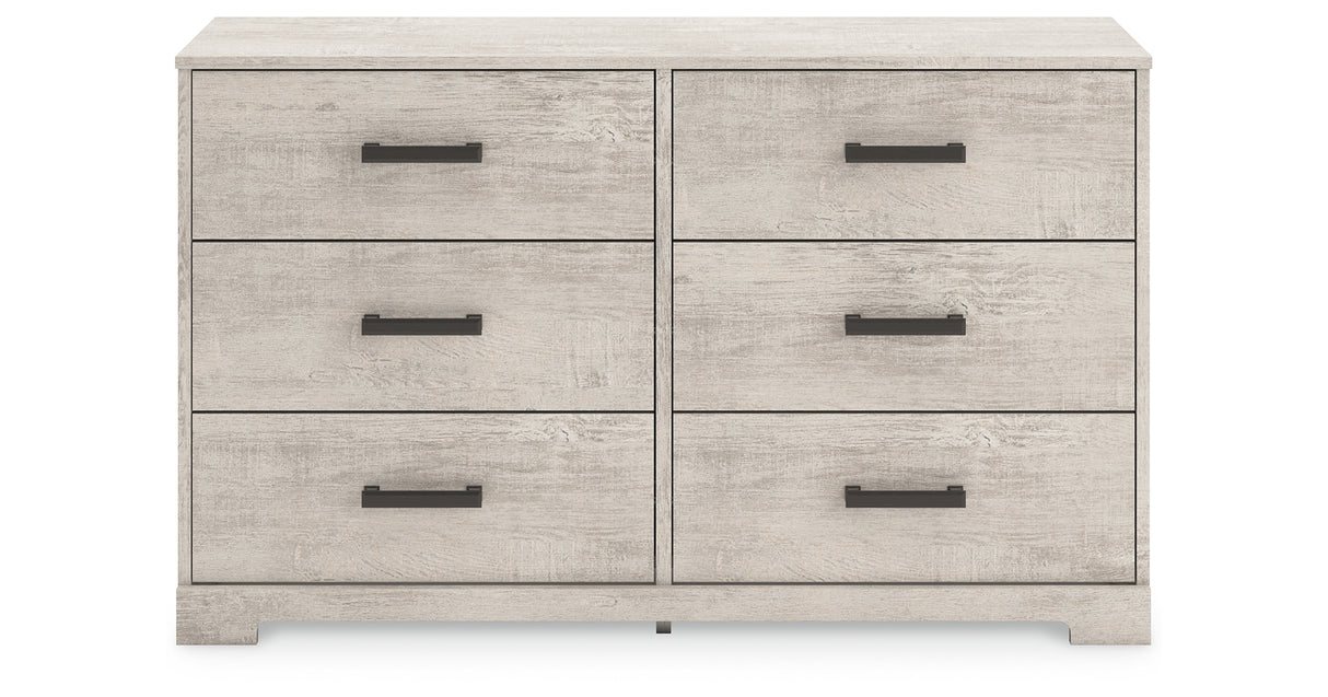 Shawburn Queen Crossbuck Panel Headboard with Dresser in Whitewash from Ashley - Luna Furniture