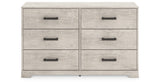 Shawburn Queen Crossbuck Panel Headboard with Dresser in Whitewash from Ashley - Luna Furniture