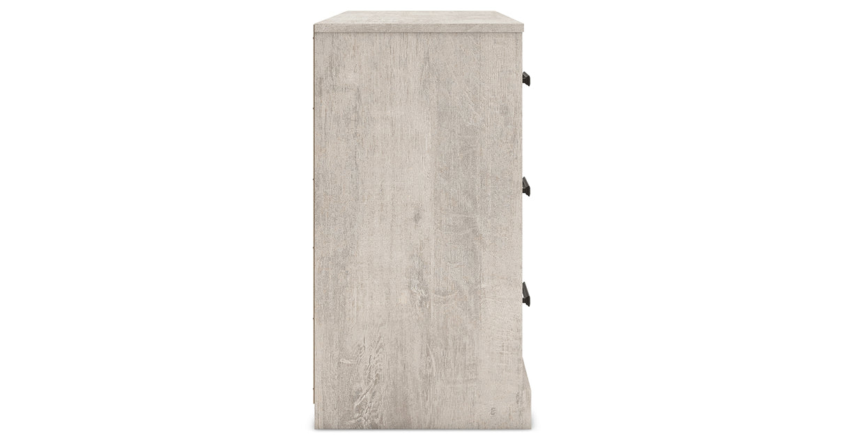 Shawburn Queen Crossbuck Panel Headboard with Dresser in Whitewash from Ashley - Luna Furniture