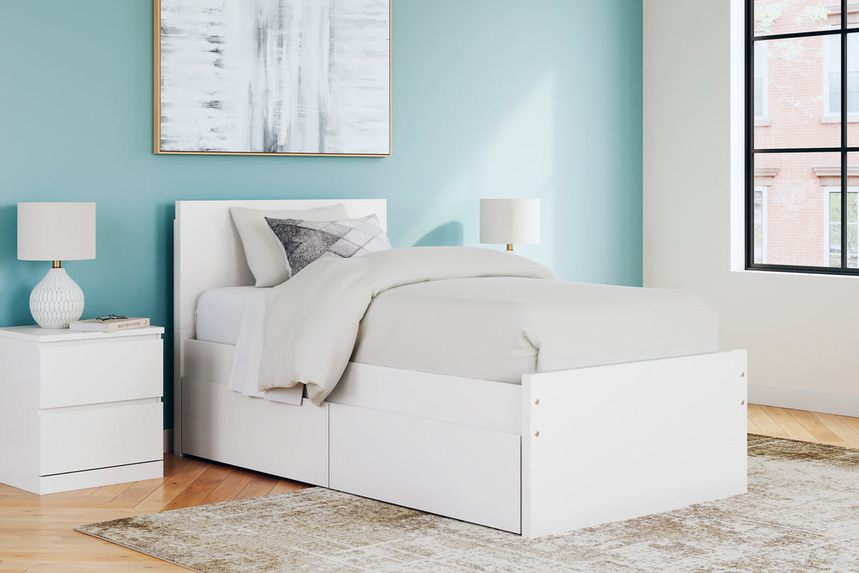 Onita White Twin Storage Platform Bed with 4 Drawers from Ashley - Luna Furniture