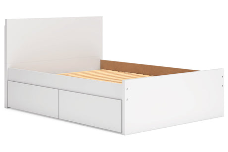Onita White Full Panel Platform Bed with 1 Side Storage