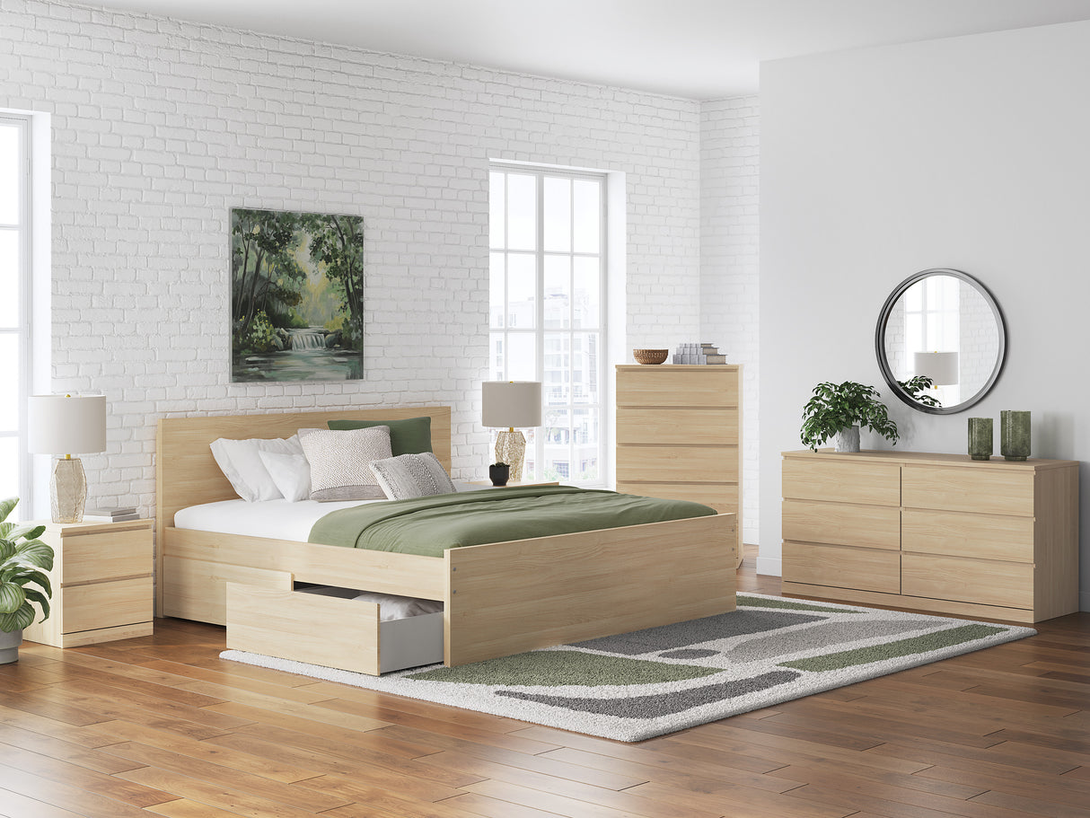 Onita Natural Panel Platform Bedroom Set with 2 Drawers