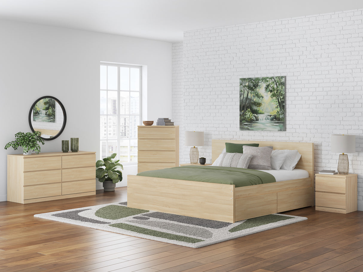 Onita Natural Panel Platform Bedroom Set with 4 Drawers