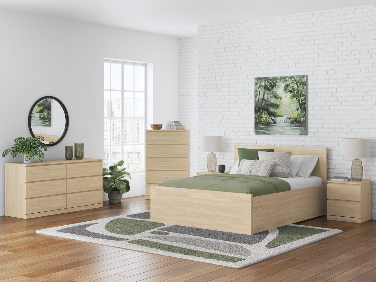 Onita Natural Full Storage Panel Platform Bedroom Set with 4 Drawers