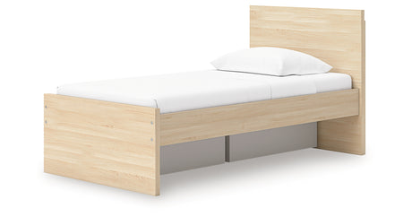 Onita Natural Twin Panel Platform Bed with 1 Side Storage from Ashley - Luna Furniture