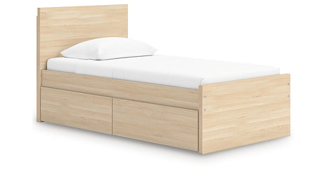 Onita Natural Twin Panel Platform Bed with 1 Side Storage from Ashley - Luna Furniture