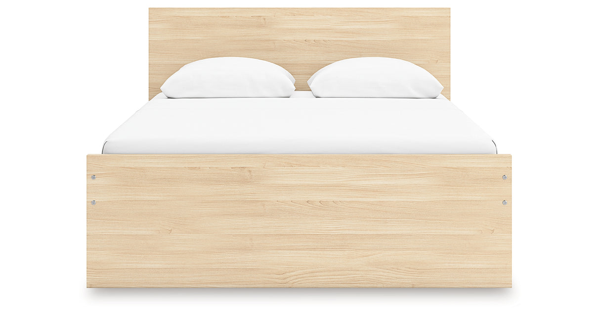 Onita Natural Queen Panel Platform Bed with 1 Side Storage from Ashley Furniture - Luna Furniture