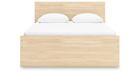 Onita Natural Queen Panel Platform Bed with 1 Side Storage from Ashley - Luna Furniture