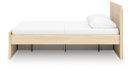 Onita Natural Queen Panel Platform Bed with 1 Side Storage from Ashley - Luna Furniture