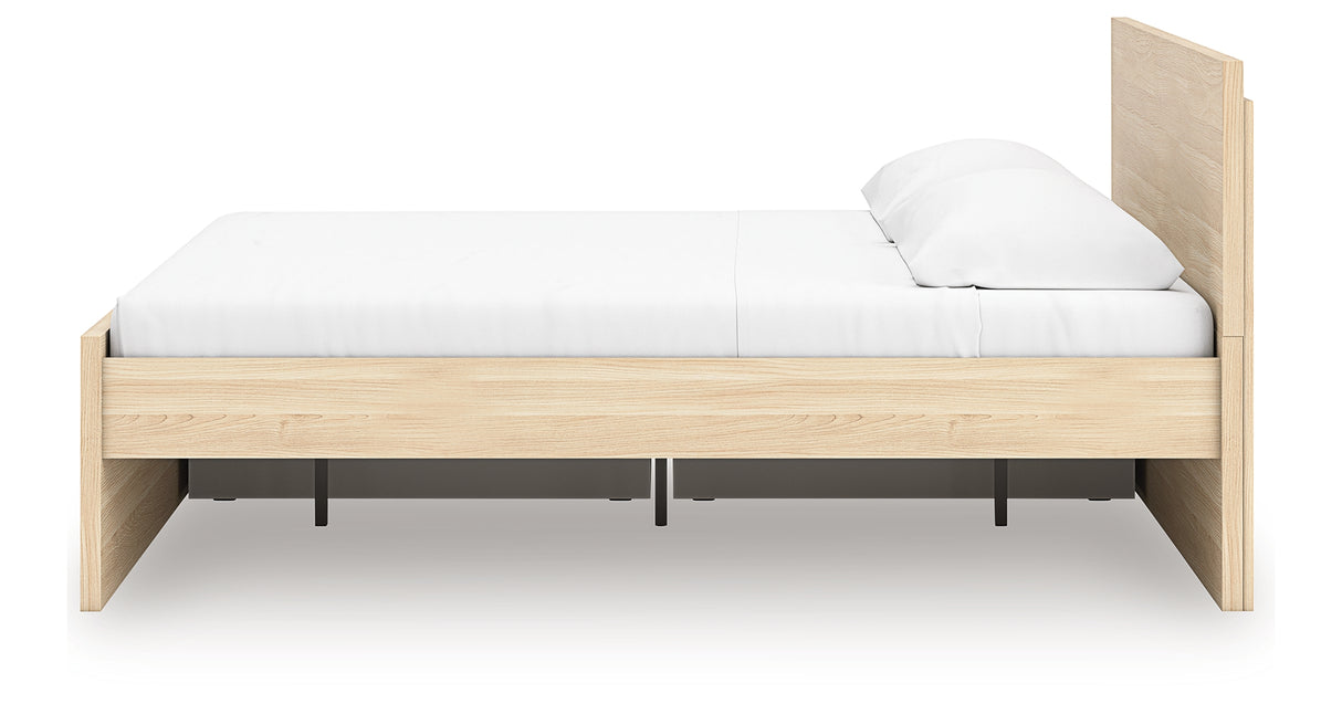 Onita Natural King Panel Platform Bed with Storage from Ashley Furniture - Luna Furniture