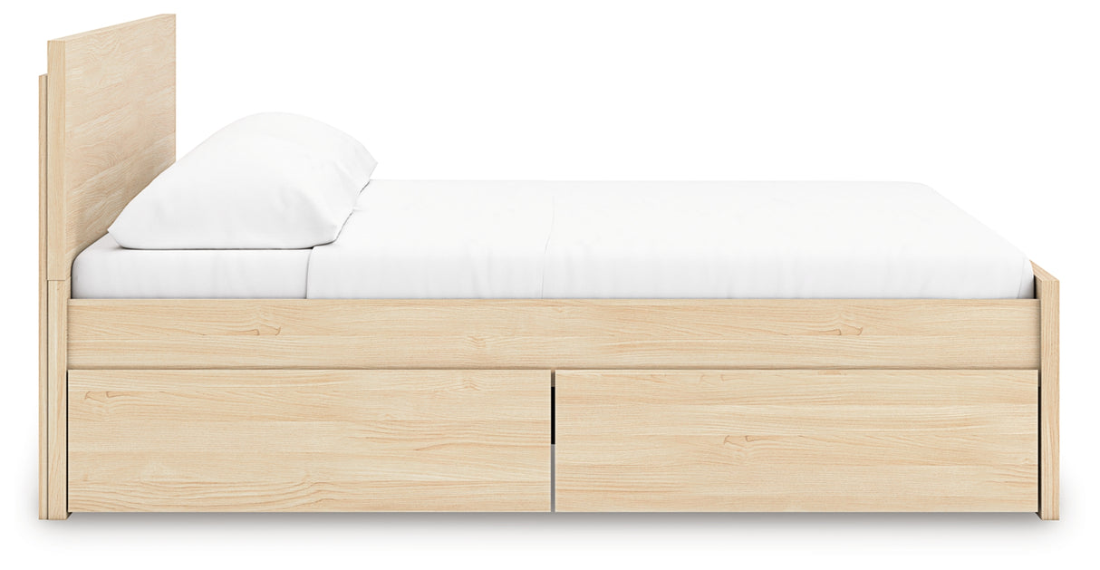 Onita Natural King Panel Platform Bed with 2 Side Storage from Ashley Furniture - Luna Furniture