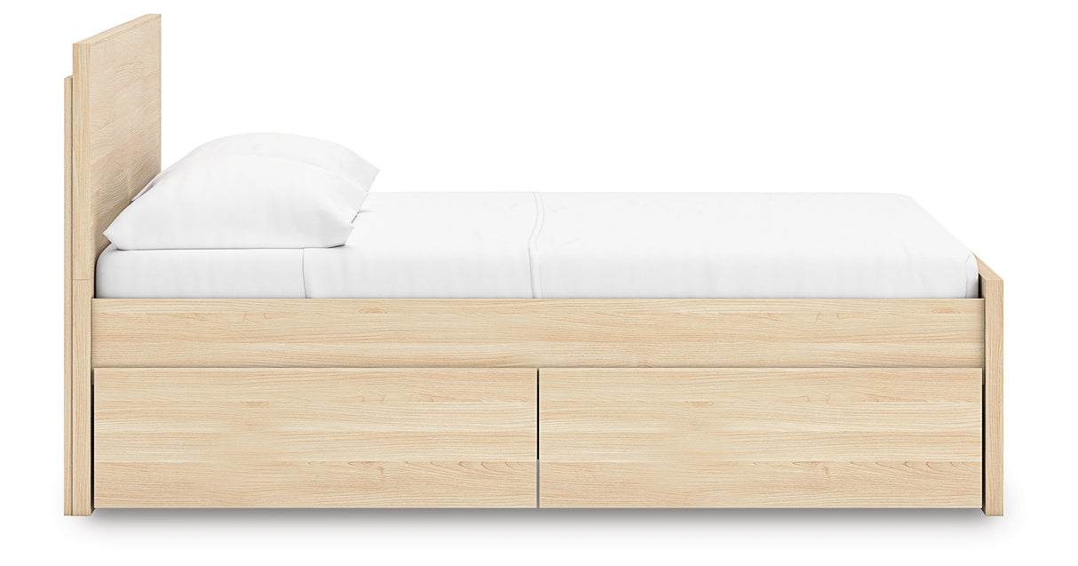 Onita Natural Full Panel Platform Bed with 1 Side Storage from Ashley Furniture - Luna Furniture
