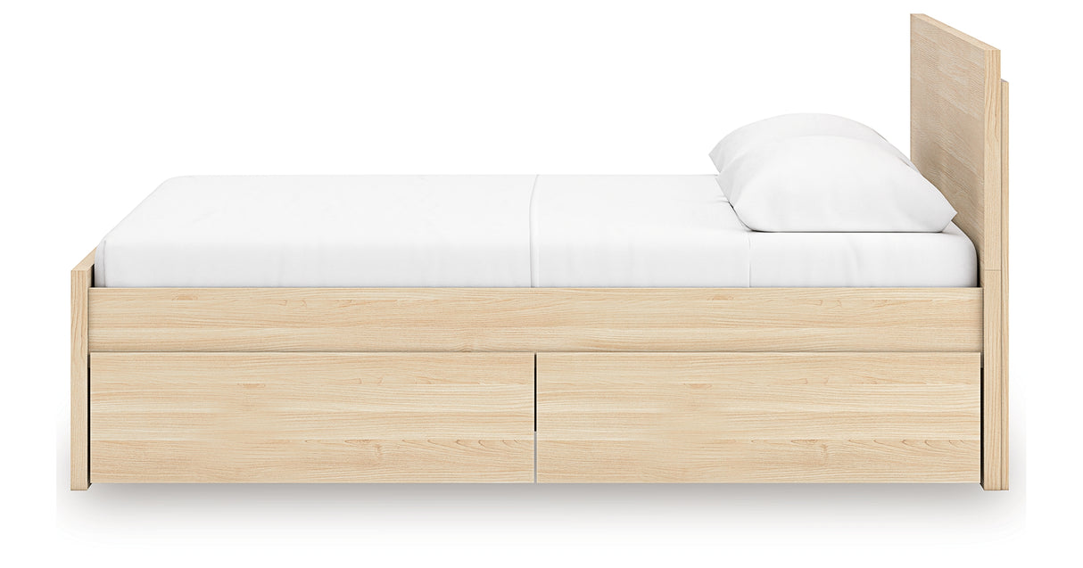 Onita Natural Full Panel Platform Bed with 2 Side Storage from Ashley Furniture - Luna Furniture