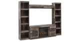 Derekson Multi Gray 4-Piece Entertainment Center with Electric Fireplace from Ashley - Luna Furniture