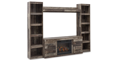Derekson Multi Gray 4-Piece Entertainment Center with Electric Fireplace from Ashley - Luna Furniture