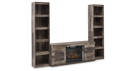 Derekson Multi Gray 3-Piece Entertainment Center with Electric Fireplace from Ashley - Luna Furniture