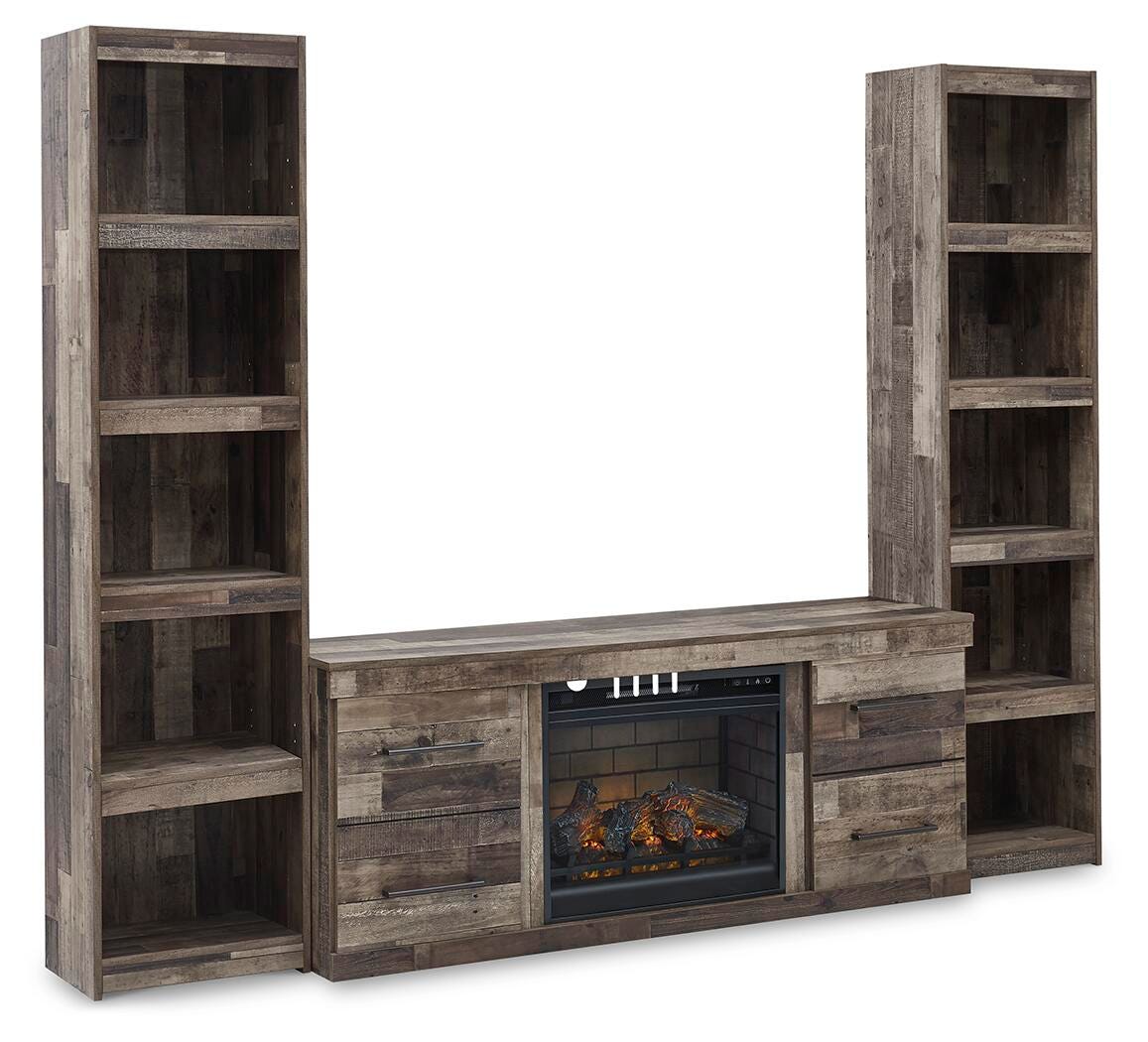 Derekson Multi Gray 3-Piece Entertainment Center with Electric Fireplace from Ashley - Luna Furniture