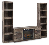 Derekson Multi Gray 3-Piece Entertainment Center with Electric Fireplace from Ashley - Luna Furniture