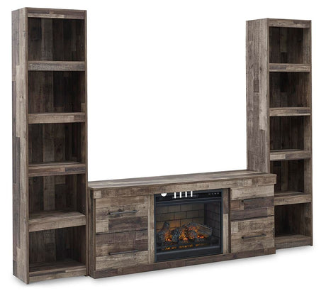 Derekson Multi Gray 3-Piece Entertainment Center with Electric Fireplace from Ashley - Luna Furniture