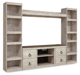 Willowton Whitewash 4-Piece Entertainment Center from Ashley - Luna Furniture