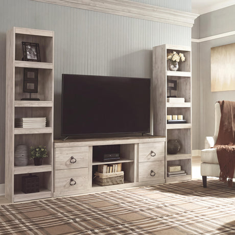 Willowton Whitewash 3-Piece Entertainment Center from Ashley - Luna Furniture
