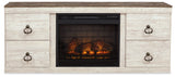 Willowton Whitewash 4-Piece Entertainment Center with Electric Fireplace from Ashley - Luna Furniture