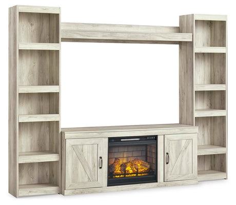 Bellaby Whitewash 4-Piece Entertainment Center with Electric Fireplace from Ashley - Luna Furniture