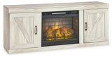 Bellaby Whitewash TV Stand with Electric Fireplace from Ashley - Luna Furniture