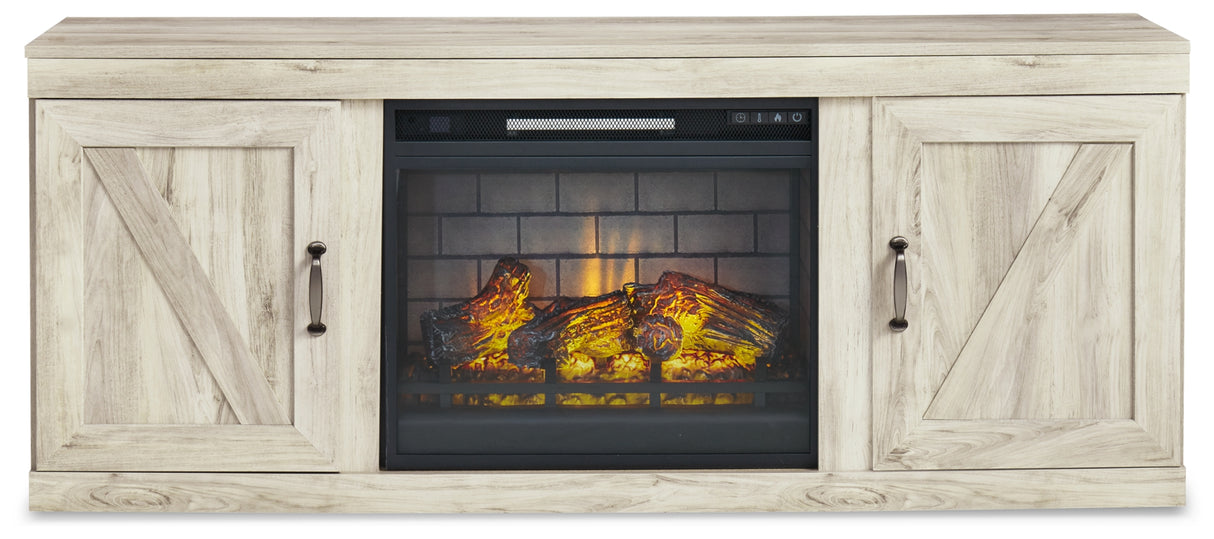 Bellaby Whitewash TV Stand with Electric Fireplace from Ashley - Luna Furniture