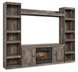 Wynnlow Gray 4-Piece Entertainment Center with Electric Fireplace from Ashley Furniture - Luna Furniture