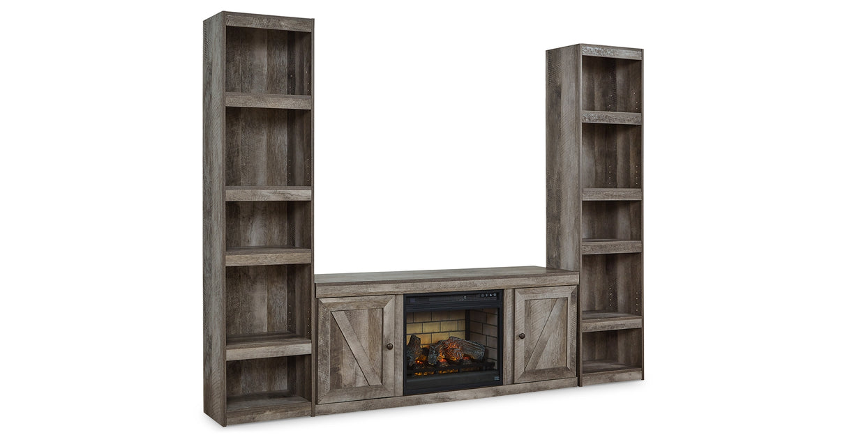Wynnlow Gray 3-Piece Entertainment Center with Electric Fireplace from Ashley Furniture - Luna Furniture
