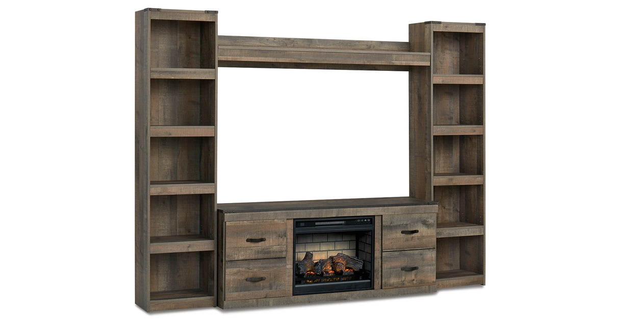 Trinell Brown 4-Piece Entertainment Center with Electric Fireplace from Ashley Furniture - Luna Furniture
