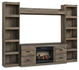 Trinell Brown 4-Piece Entertainment Center with Electric Fireplace from Ashley Furniture - Luna Furniture