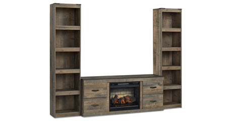 Trinell Brown 3-Piece Entertainment Center with Electric Fireplace from Ashley - Luna Furniture