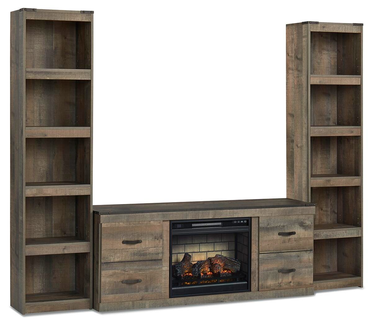 Trinell Brown 3-Piece Entertainment Center with Electric Fireplace from Ashley Furniture - Luna Furniture