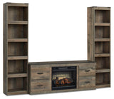 Trinell Brown 3-Piece Entertainment Center with Electric Fireplace from Ashley Furniture - Luna Furniture