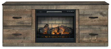 Trinell Brown TV Stand with Electric Fireplace from Ashley - Luna Furniture