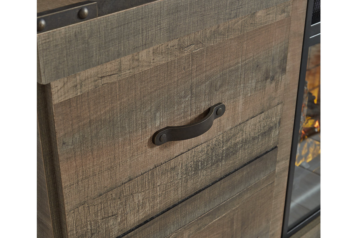 Trinell Brown 3-Piece Entertainment Center with Electric Fireplace from Ashley - Luna Furniture