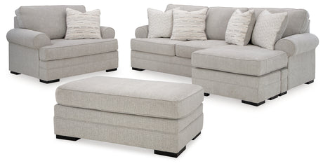 Eastonbridge Sofa Chaise, Chair, and Ottoman in Shadow from Ashley - Luna Furniture