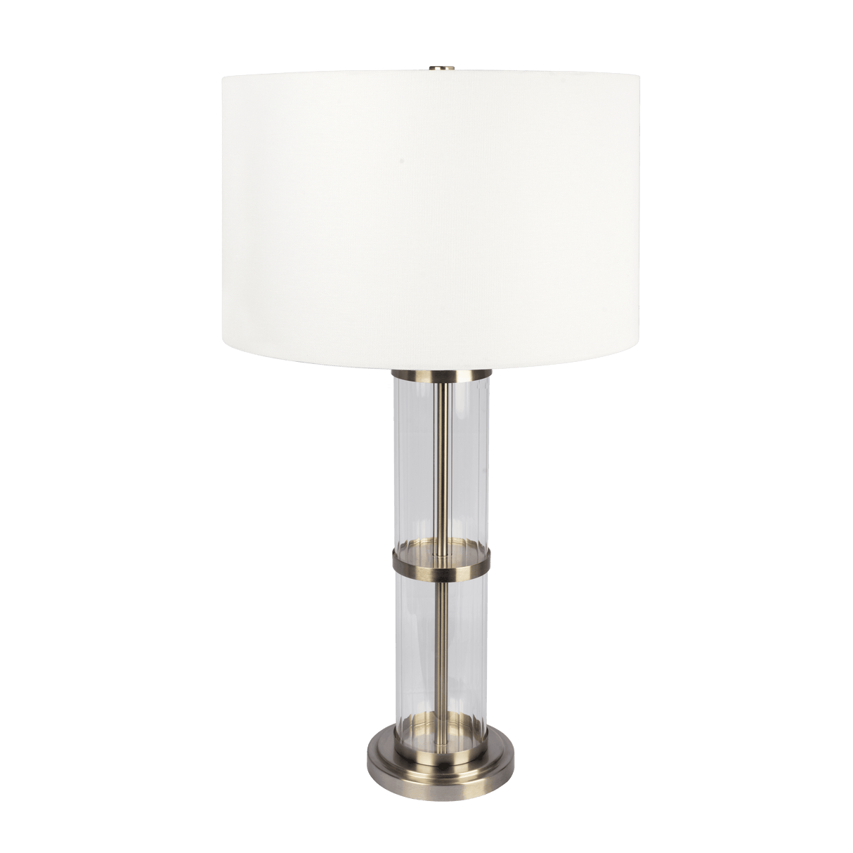 Echo Brushed Nickel Table Lamp with On/Off Switch Clear Glass Body Metal Base from Midinmod - Luna Furniture