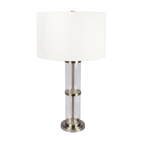 Echo Brushed Nickel Table Lamp with On/Off Switch Clear Glass Body Metal Base from Midinmod - Luna Furniture