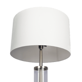 Echo Brushed Nickel Table Lamp with On/Off Switch Clear Glass Body Metal Base from Midinmod - Luna Furniture