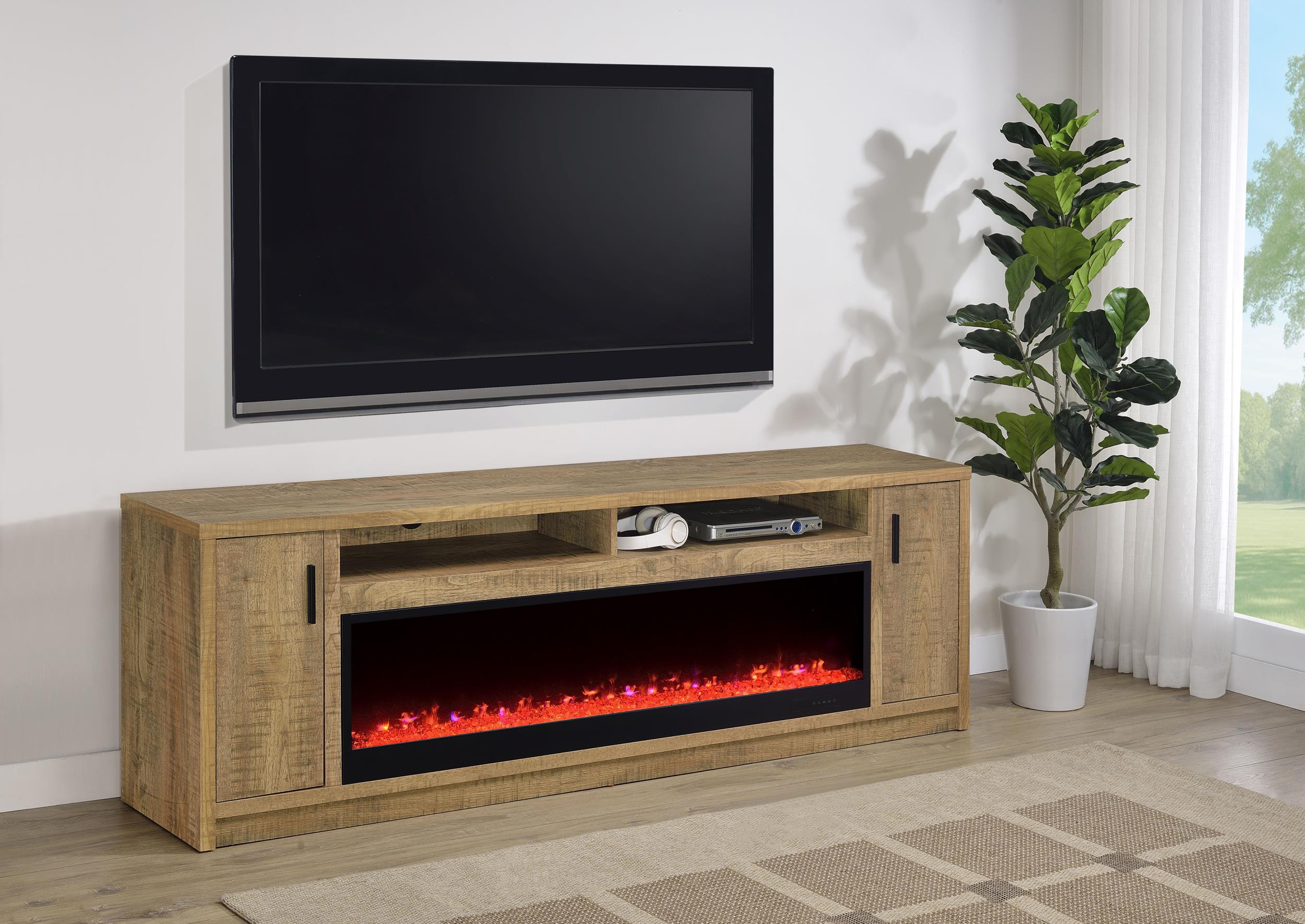 Eddy Mango 79-inch 2-Door TV Stand Fireplace Media Console – Luna