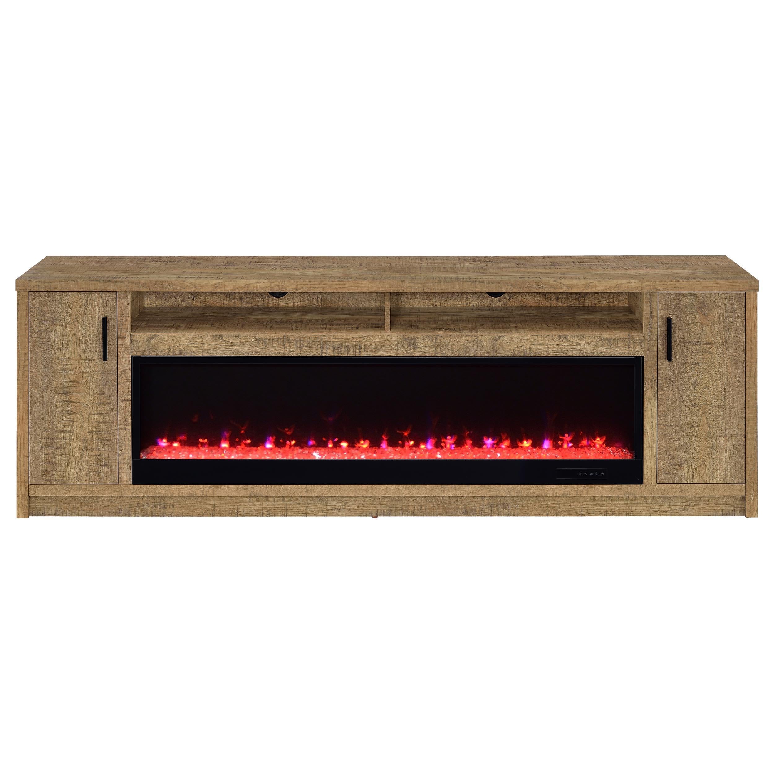 Eddy Mango 79-inch 2-Door TV Stand Fireplace Media Console – Luna