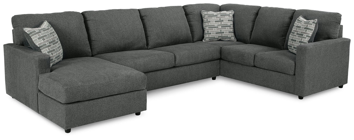 Edenfield Charcoal 3-Piece Sectional with Ottoman from Ashley - Luna Furniture