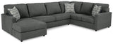 Edenfield Charcoal 3-Piece Sectional with Ottoman from Ashley - Luna Furniture