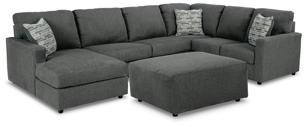 Edenfield Charcoal 3-Piece Sectional with Ottoman from Ashley - Luna Furniture