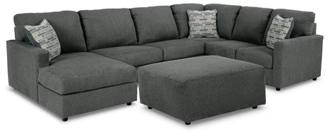 Edenfield Charcoal 3-Piece Sectional with Ottoman from Ashley - Luna Furniture
